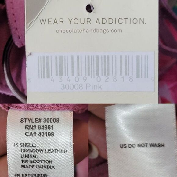 Chocolate New York Crossbody Hobo Bucket Bag Pink Suede Leather Fringe Boho - Picture 3 of 13